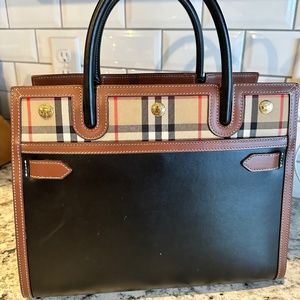 Burberry Small Title Vintage Check Leather Satchel